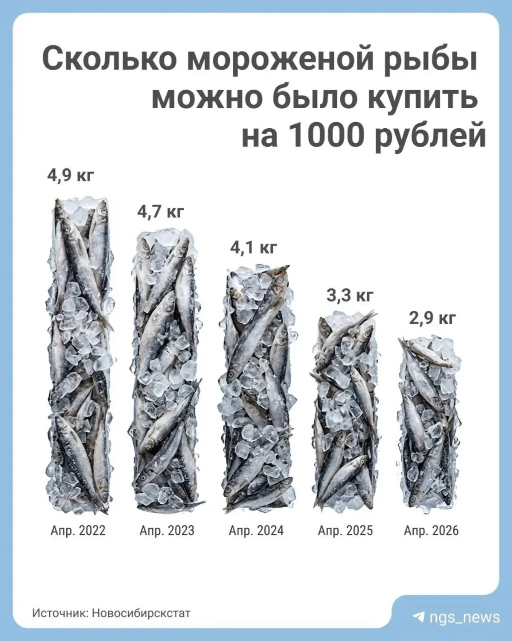 Килограмм замороженной рыбы сейчас в среднем стоит 347 рублей — рост с начала года и увеличение более чем на 40% с 2022 года; в 2025 году добавилось 61 рубль.