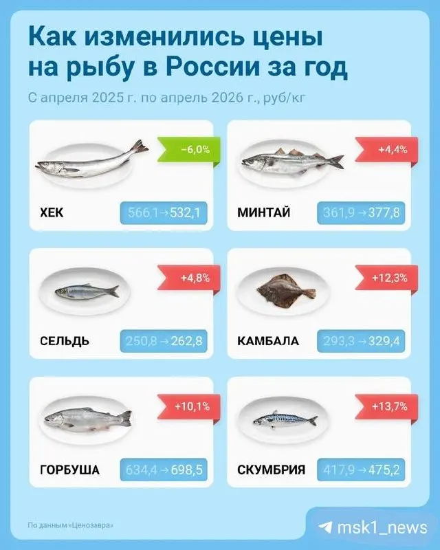 Покупатели всё чаще обходят рыбные витрины в столичных супермаркетах: по данным Росстата, за первый квартал кальмары подорожали в Москве более чем на 5%, а лосось и деликатесы также продолжают дорожать.