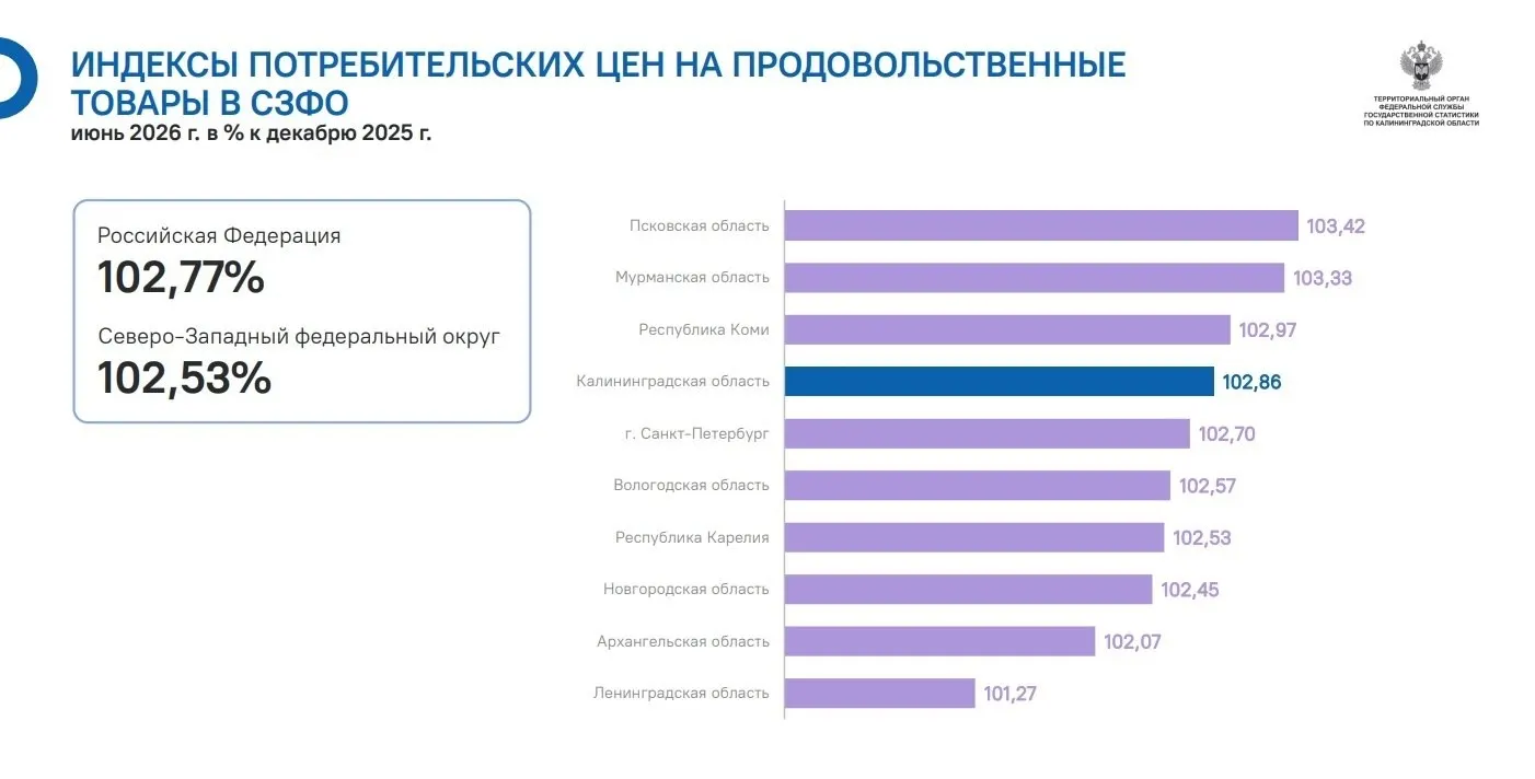 Рост цен на продовольствие в регионе опережает общероссийские и региональные темпы инфляции, зафиксированные в июне 2026 года.