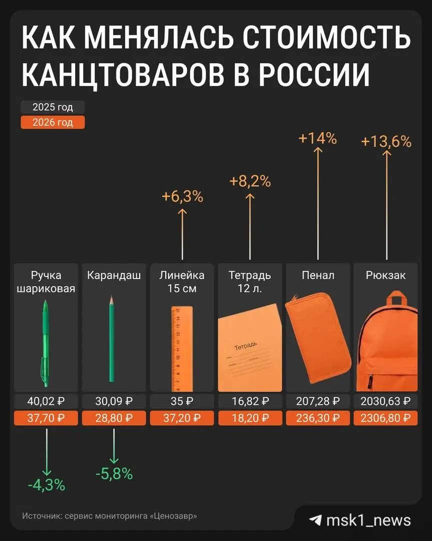 За год заметно выросла стоимость рюкзака и пеналов, подорожали тетради, а карандаши и ручки стали дешевле.