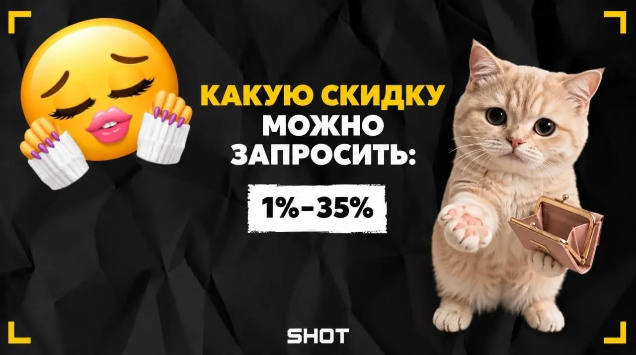 Покупатели могут запрашивать персональные скидки от 1% до 35%; продавец решает, снизится ли цена, и обработка запросов может происходить вручную или автоматически.